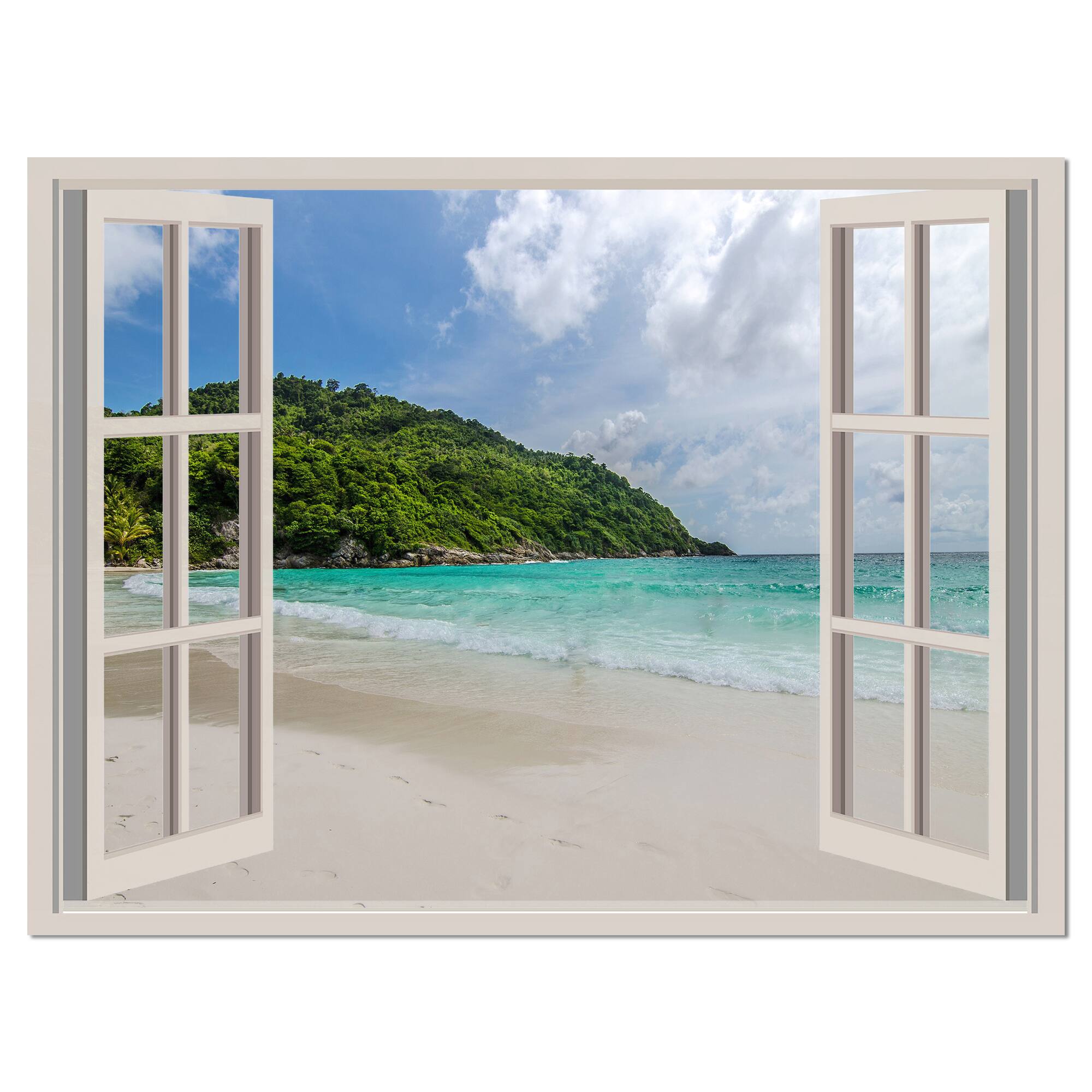 Designart - Open Window to Calm Seashore